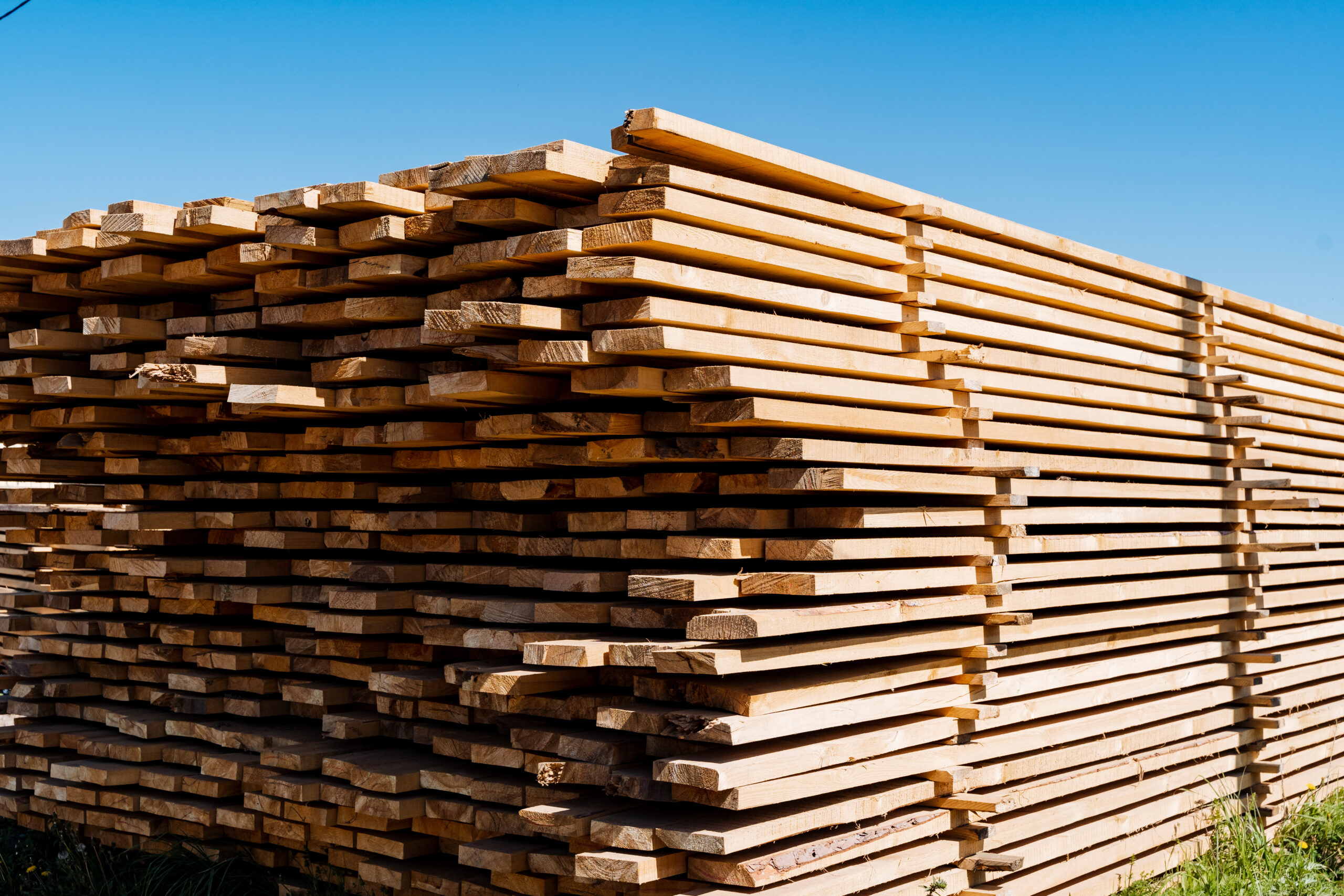 Stacks of lumber ready for building projects